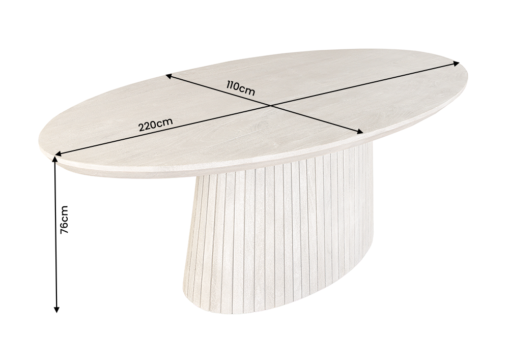 Dining table ART DECO 220cm oval table top mango wood grey smoke