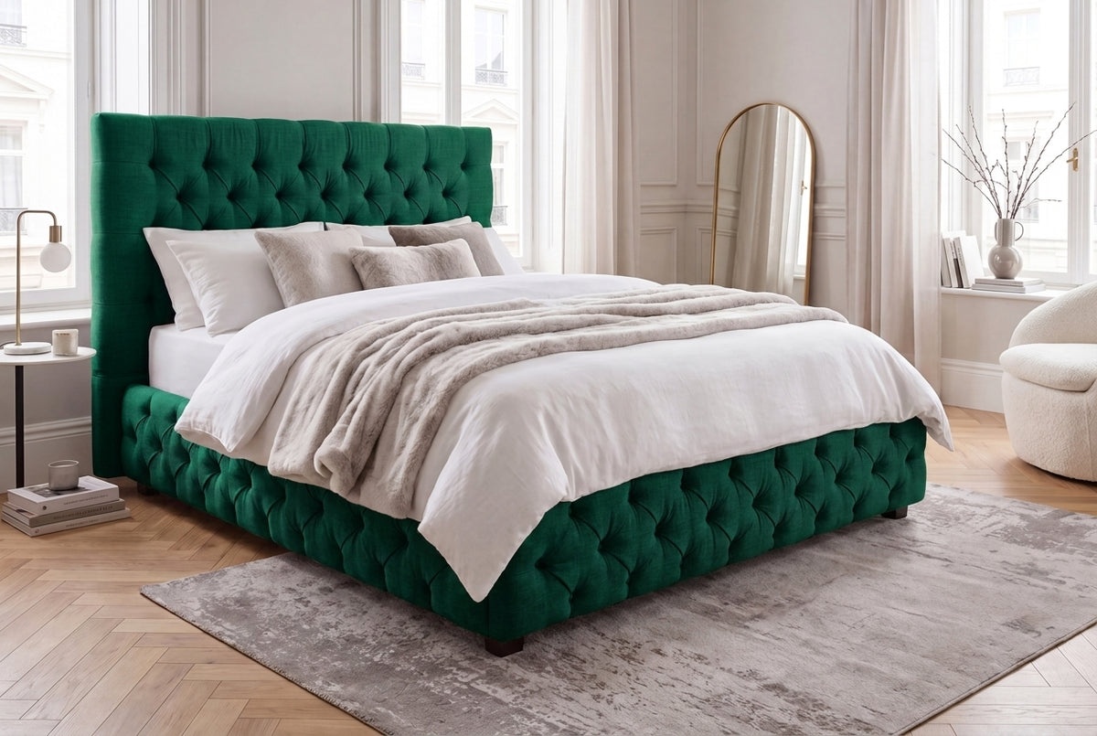 Bett PARIS CHESTERFIELD 180x200cm Samt dunkelgrün