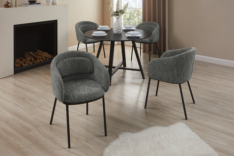 Chair FLORENZ w/ armrests textured fabric grey and black metal frame