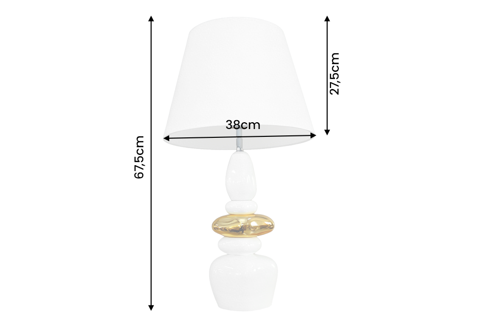 Tischleuchte STONES OF ZEN 70cm m/verstellbarem Lampenschirm weiß gold