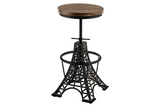Bar stool PARIS LOFT 47-77cm Eiffel Tower design mango wood dark brown black