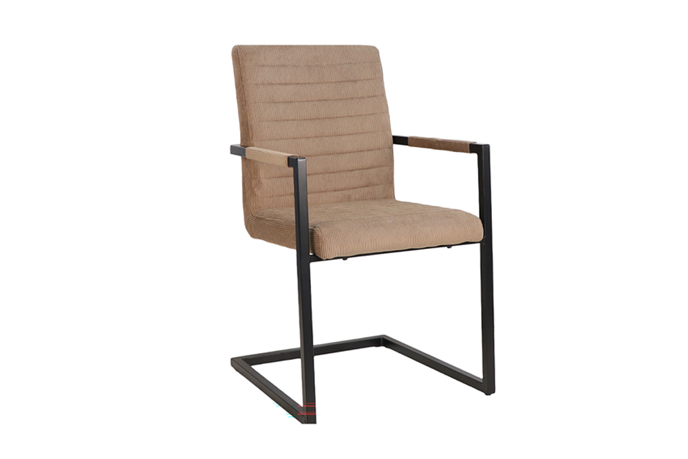 Freischwinger LOFT mit Armlehnen Kord taupe Metallgestell schwarz