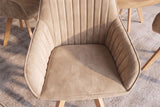 Swivel chair LIVORNO 180° auto-return w/armrests velvet champagne greige