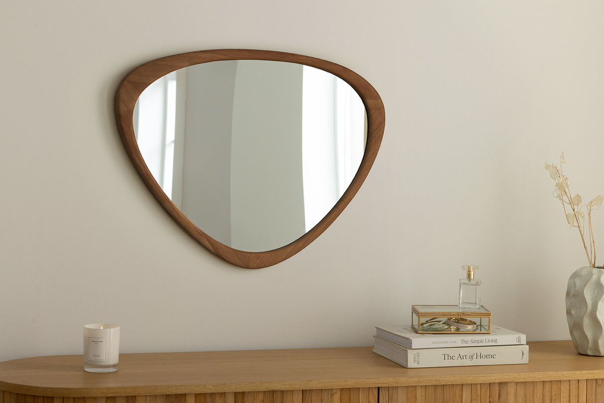 Wandspiegel ORGANIC 65 cm Massivholz Walnussoptik