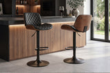 Barhocker CHICAGO 360° 89-111cm Pappel furniert Kunstleder schwarz braun