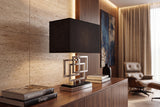 Table lamp ATLANTIS 56cm silver with fabric shade black