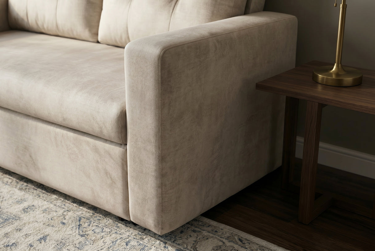 Sofa bed SMART 140cm 2-seater velvet champagne beige