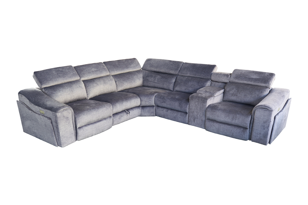 Corner sofa PRIME multifunctional electrically adjustable w/ storage space vogue velvet grey