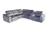 Corner sofa PRIME multifunctional electrically adjustable w/ storage space vogue velvet grey