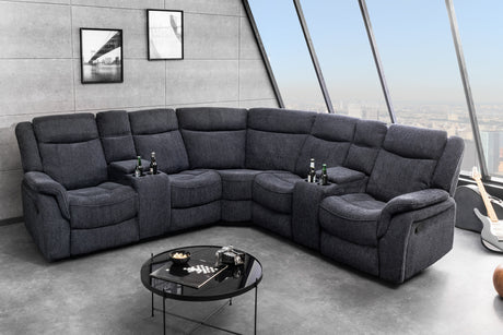 Cinema armchair HOLLYWOD 5-seater textured fabric dark grey