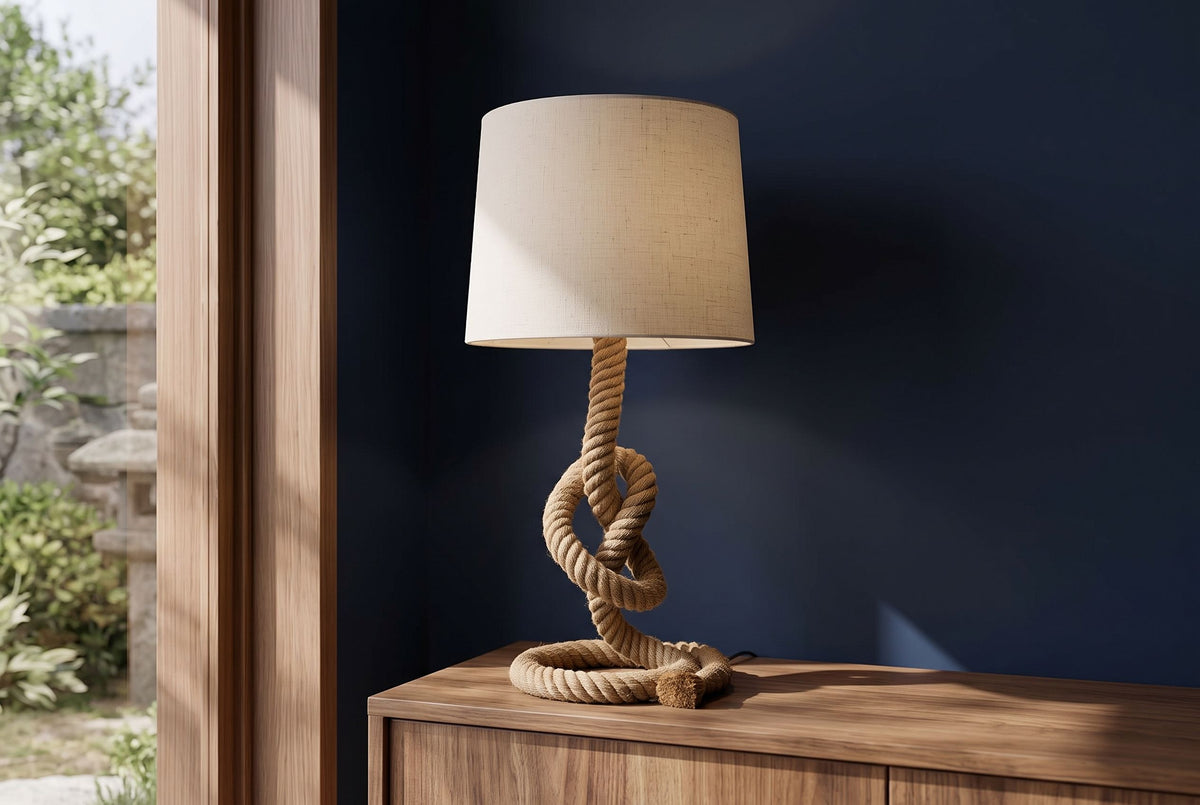 Floor lamp SEVEN SEAS 80cm w/ authentic knotted rope