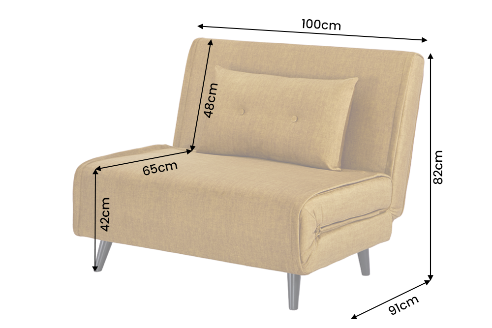 Sleeping chair SMART MULTIFUNCTION 100cm velvet mustard yellow