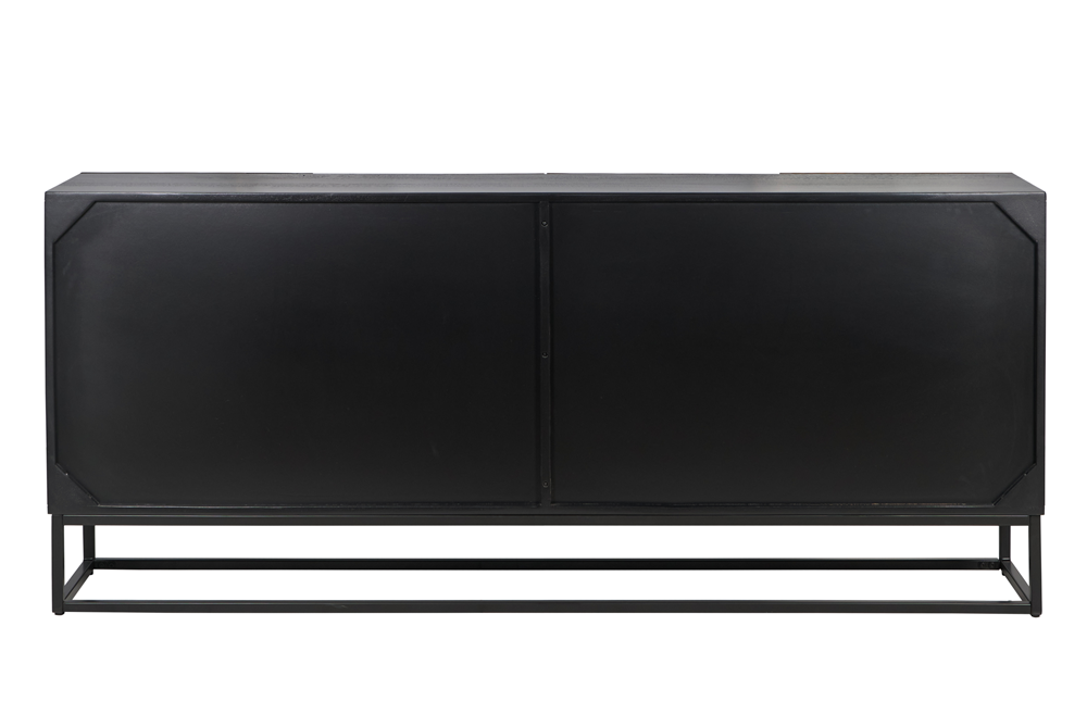 Sideboard SHADES 180cm 3D-Front Mangoholz mehrfarbig braun mit schwarzem Metallgestell