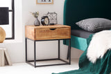 Bedside table IRON CRAFT 45cm with drawer mango wood natural