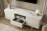 TV Board SAVOY 150cm 3D w/ white marble ceramic top