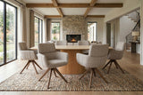 Swivel chair UNIQUE 180° auto-return w/ armrests textured fabric taupe beige brown