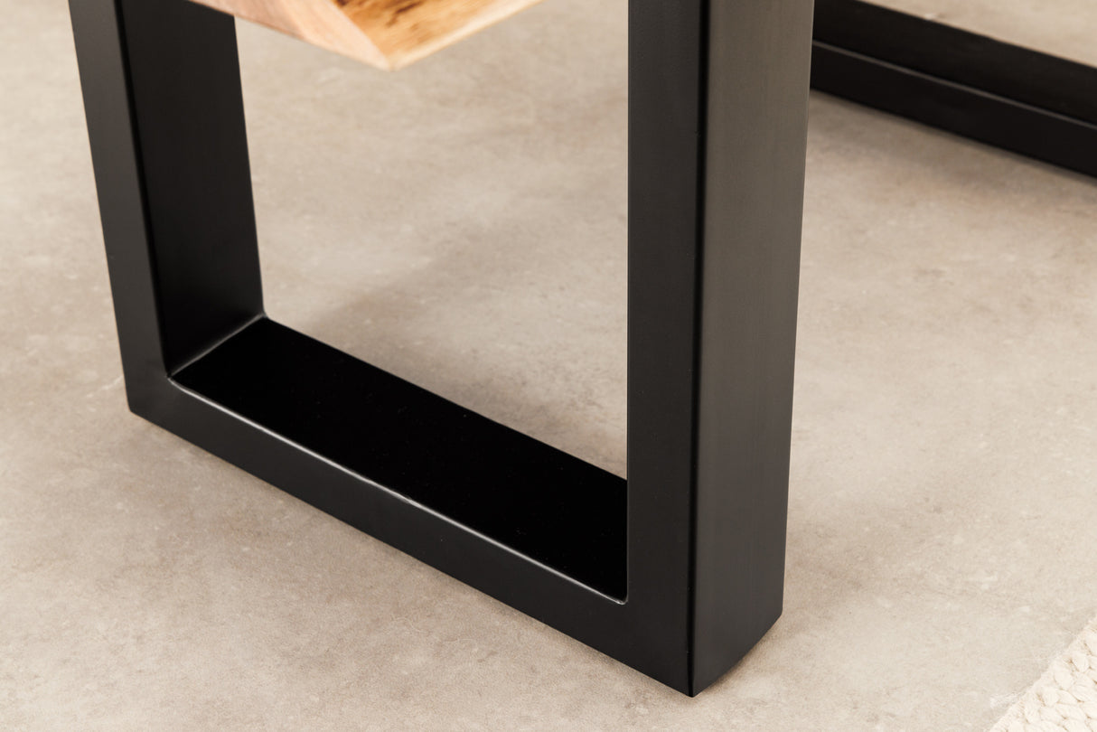 Coffee table LIQUID 110cm acacia wood blue epoxy strip