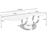 Coffee table DANCING RINGS 80-135cm rotatable w/ chrome rack and ceramic top white marble