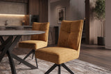 Swivel chair LUGANO 360° auto-return 150 kg load capacity spring core velvet mustard yellow black