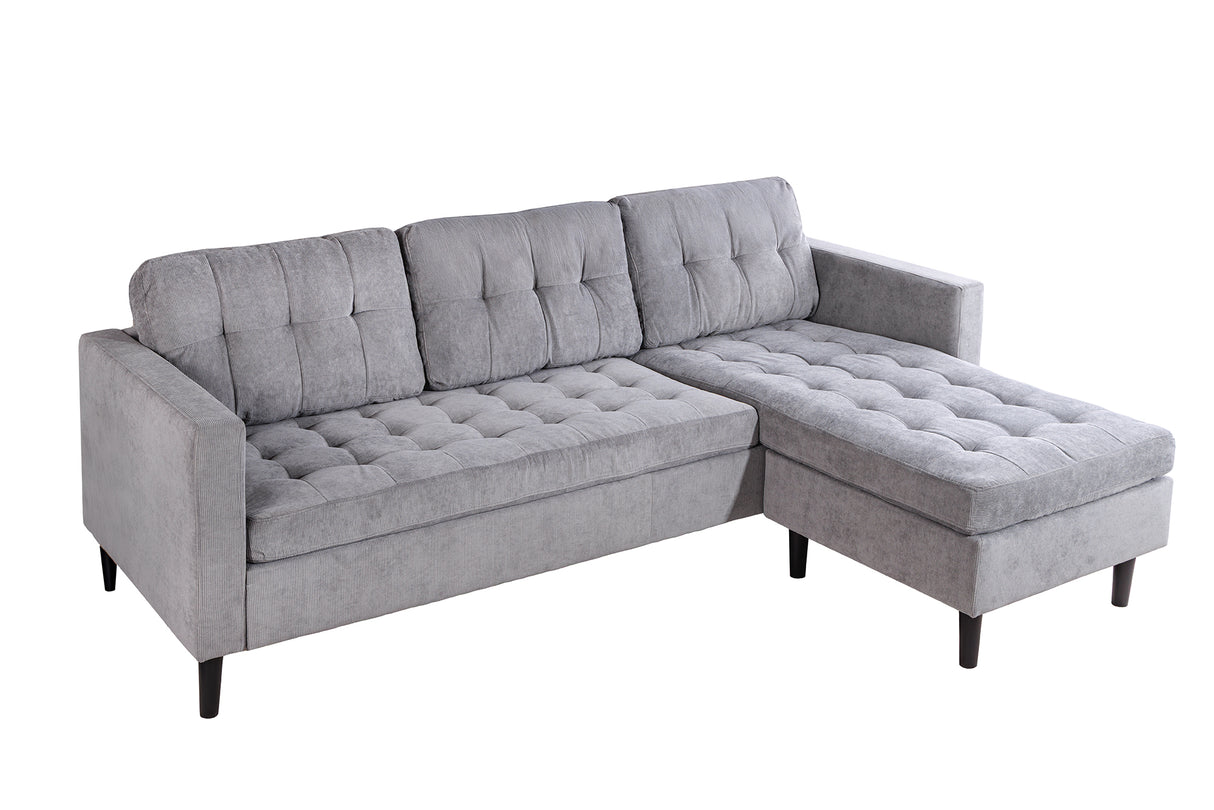 Ecksofa STOCKHOLM 220cm 3-Sitzer Cord grau