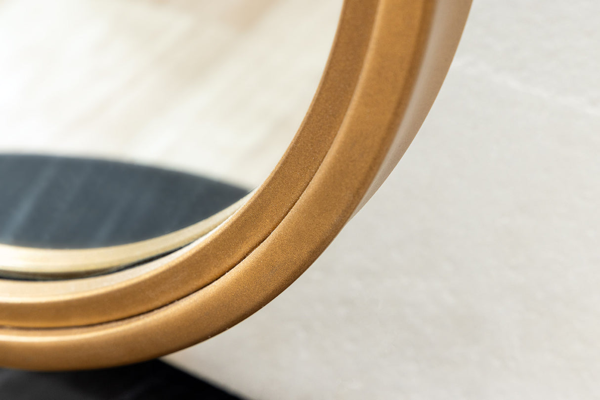 Standspiegel PORTRAIT 175cm oval gold mit schwarzem Marmorsockel