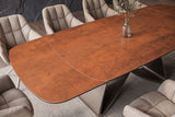 Dining table INFINITY 180-220-260cm boat-shaped extendable spanish ceramic rust brown