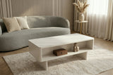 Couchtisch SAVOY 120 cm 3D weiß mit weißer Marmorkeramikplatte
