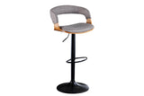 Bar stool MANHATTAN 64-85cm rotatable textured fabric grey and ash wood