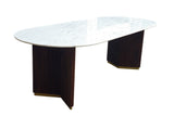 Dining table GATSBY 240cm oval mango wood v-shape frame marble top white