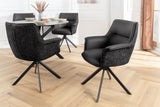 Swivel chair LE GRAND rotatable 180° w/ armrests textured cloth and leather black