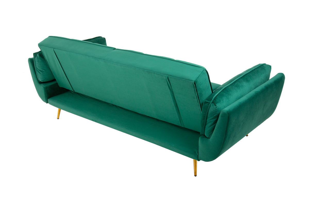 Sofa bed BOUTIQUE 215cm with armrests velvet emerald green