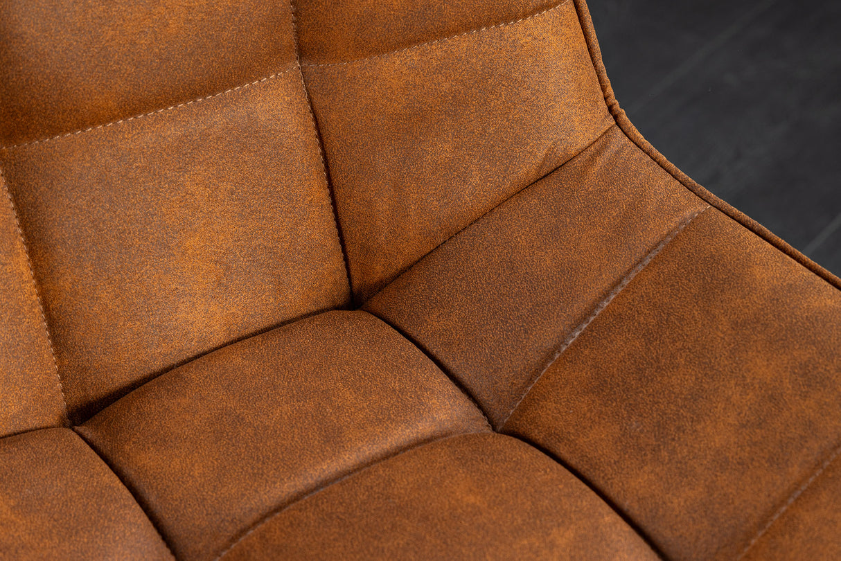 Stuhl ROADSTAR Microfaser cognac mit schwarzen Metallbeinen