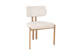 Chair BELLANO chenille creamy beige w/ oak coloured metal legs