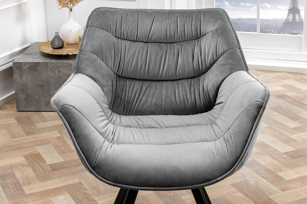 Swivel chair THE DUTCH COMFORT with armrests velvet grey