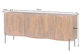 Sideboard GRANDEUR 180cm 3D Retro-Stil Mangoholz braun mit schwarzen Metallbeinen
