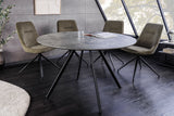 Esstisch ATELIER 100cm rund, graue Steinoptik mit schwarzen Metallbeinen