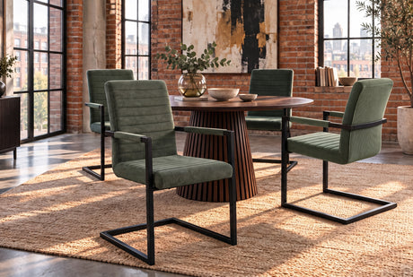 Cantilever chair LOFT w/ armrests cord green iron frame black