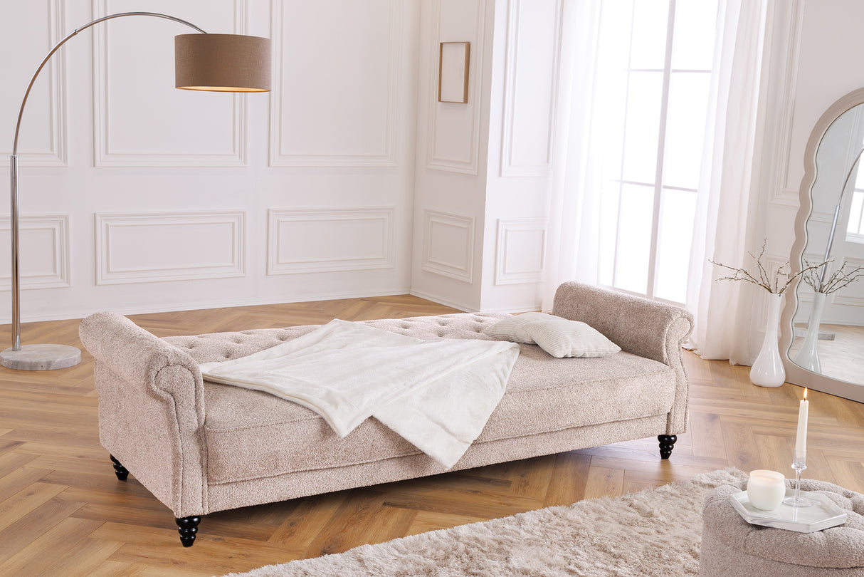 Schlafsofa MAISON BELLE AFFAIRE 220cm Bouclé Greige