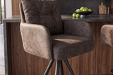 Barhocker BIG GEORGE drehbar m/ Armlehnen Samt Flachgewebe taupe