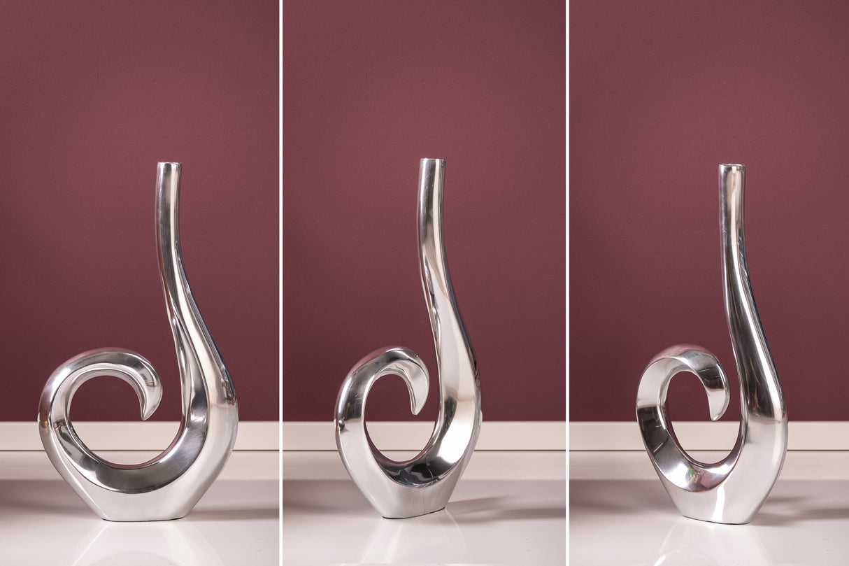 Vase WAVE L 47cm silber Aluminium