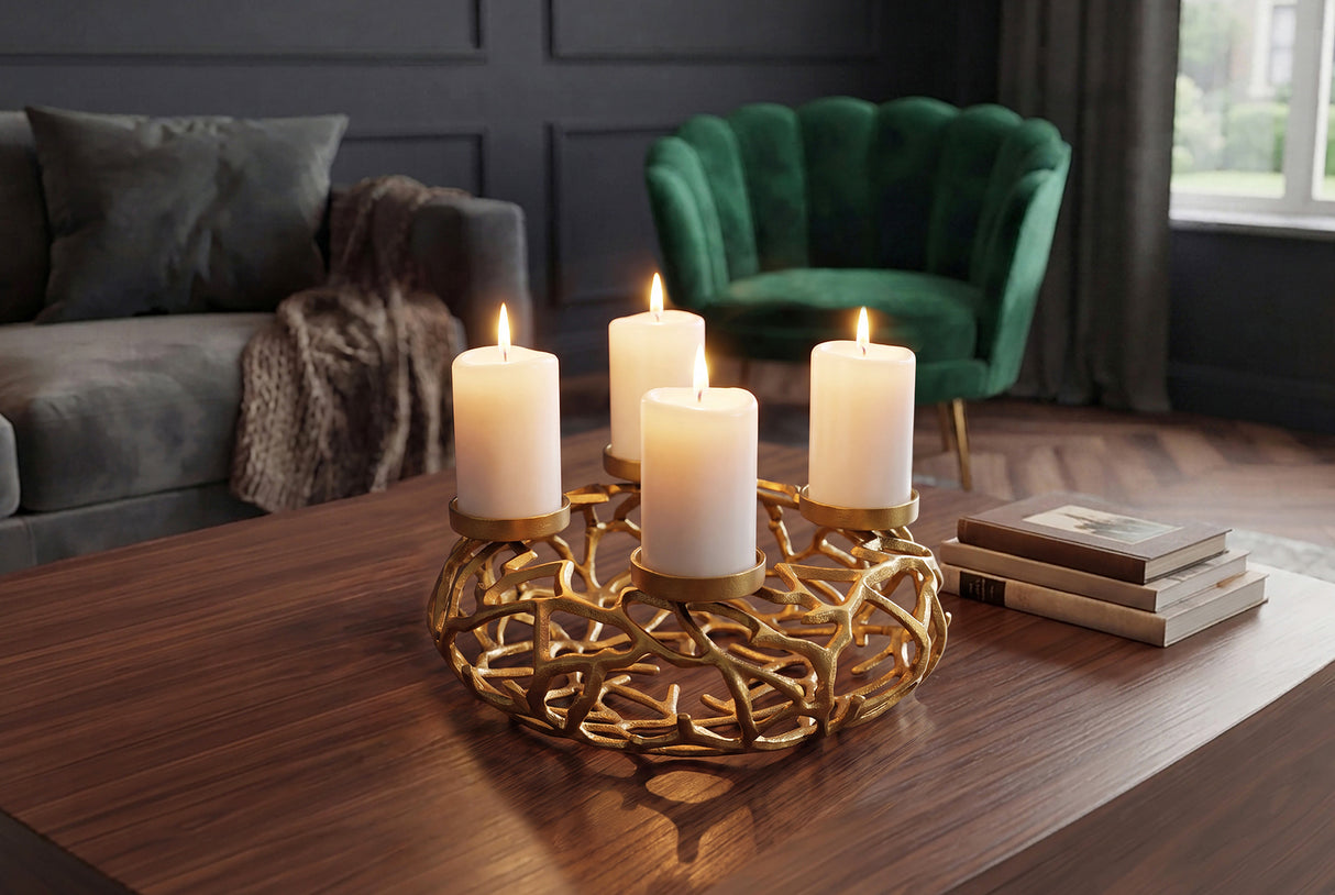 Candleholder ABSTRACT 38cm 4 flames gold
