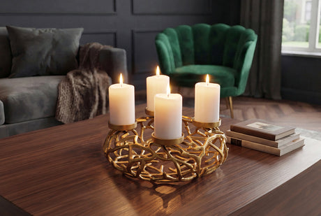 Candleholder ABSTRACT 38cm 4 flames gold