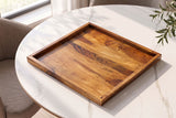 Tray MAKASSAR 50cm w/ raised edge sheesham wood brown stone finish