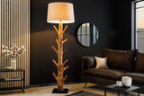 Floor lamp TREE NATURE 175cm mangosteen wood linen shade