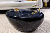 Coffee table STONE 75cm marble look black