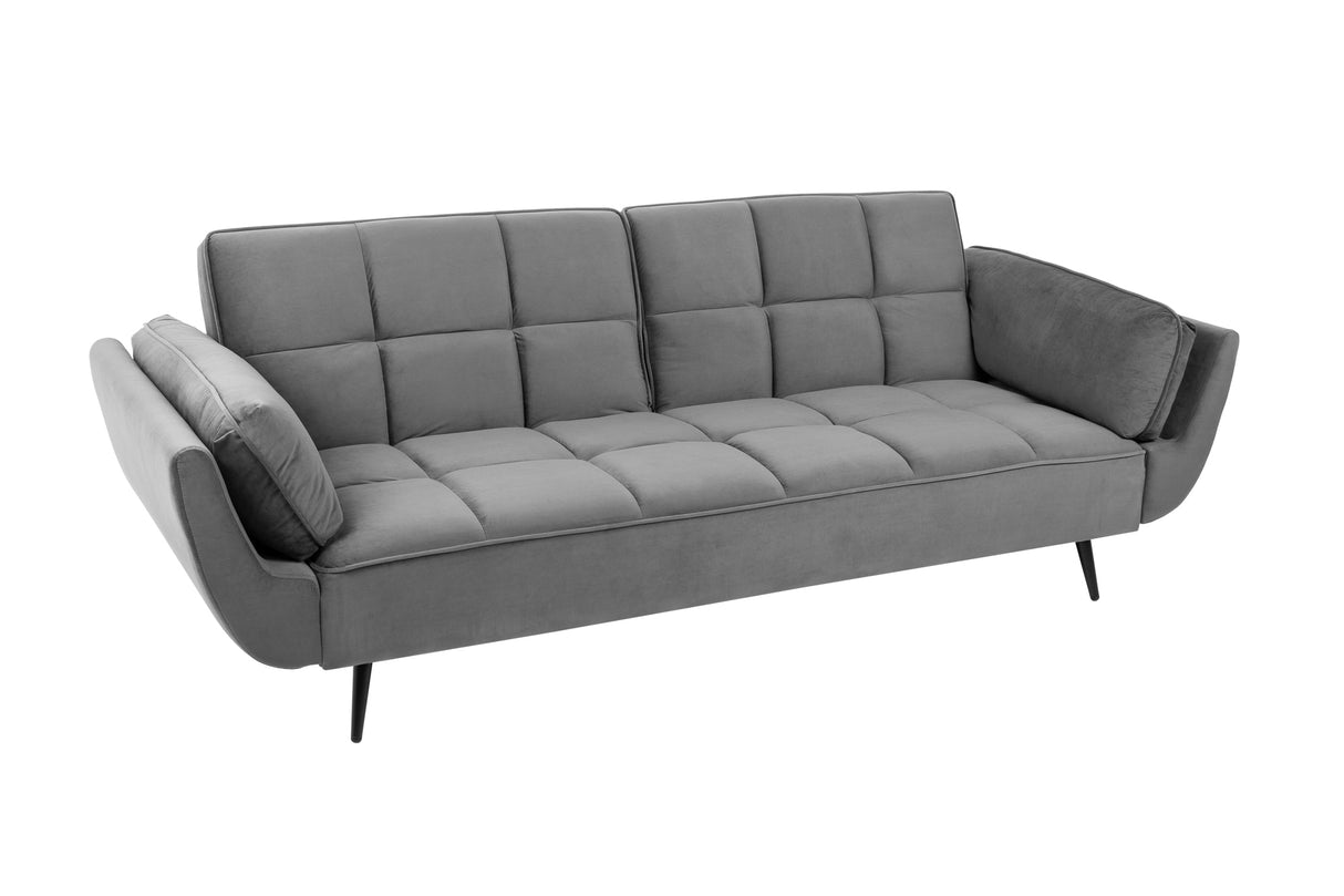 Sofa bed BOUTIQUE 215cm with armrests velvet grey