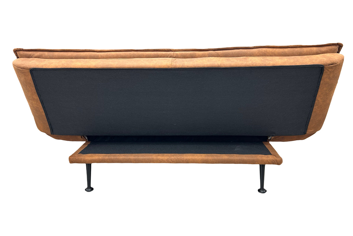 Sofa bed JAZZ 195cm 3-seater microfibre brown