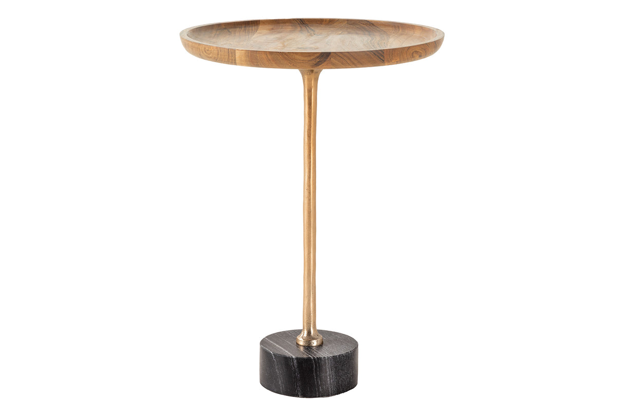 Side table TRAYFUL 55cm round 40cm cacia top and marble base