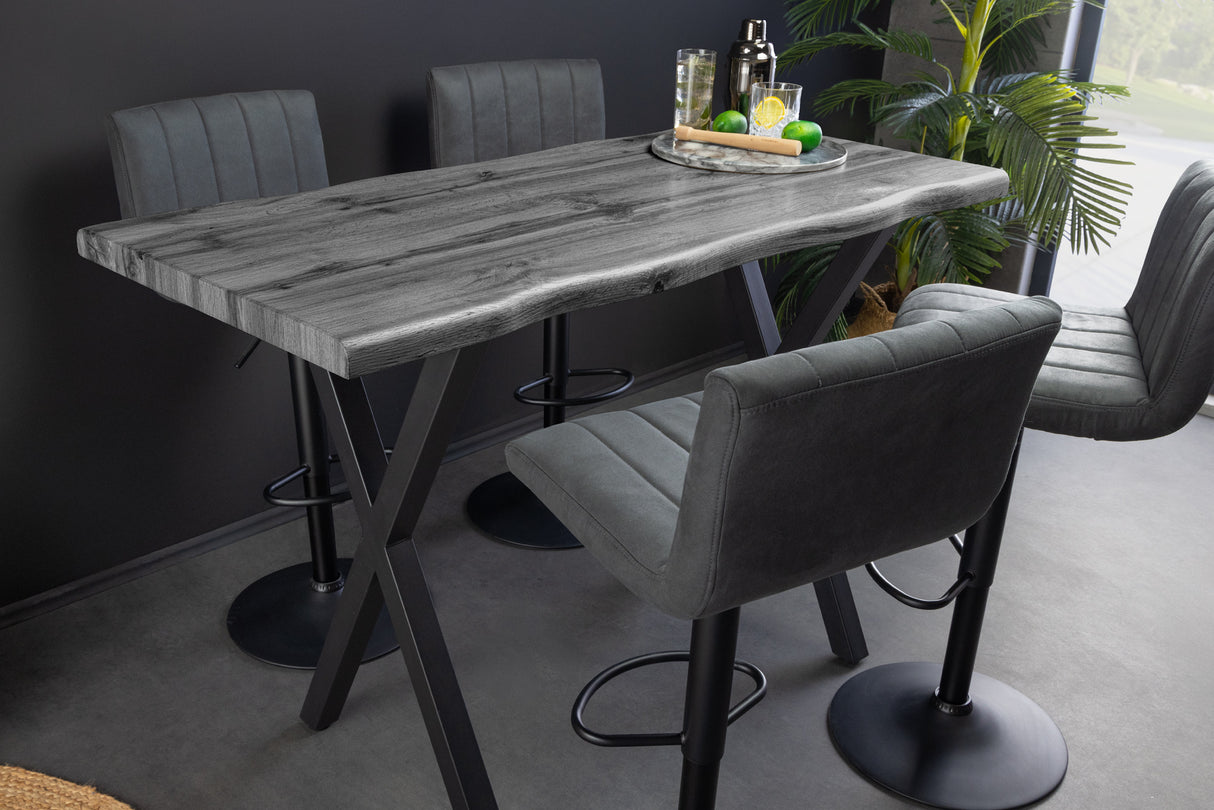 Bar table WILD 120cm table top 40mm X-legs wild oak look grey