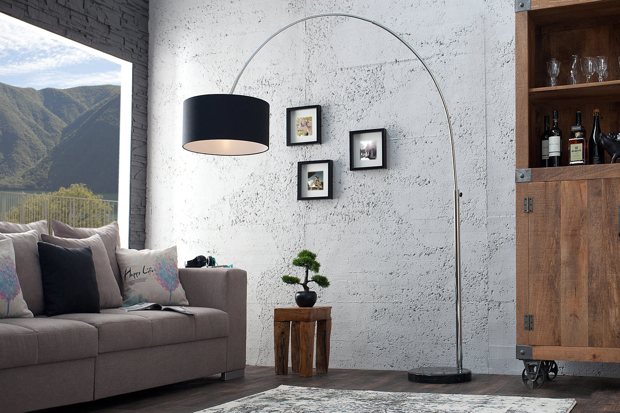 Floor lamp BIG BOW 170-180cm linen black w/ marble base